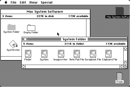 Skärmdump av MacOS 10.5.8 gränssnitt med systemmappar och filikoner.