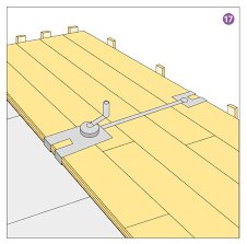 Illustration av en spännanordning för att sammanfoga spontade golvbrädor.