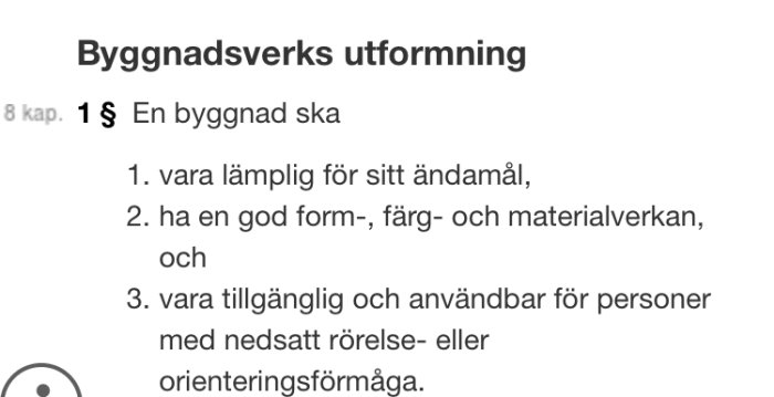 Utdrag från Plan- och bygglagen om byggnadsverks utformning, betonar lämplighet, form och tillgänglighet.