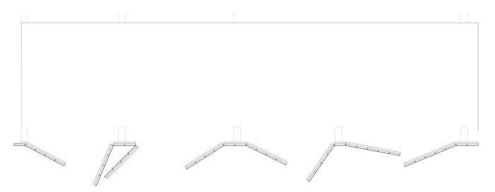 Ritning av en kattvind med garderober och dolda slätspontsdörrar.