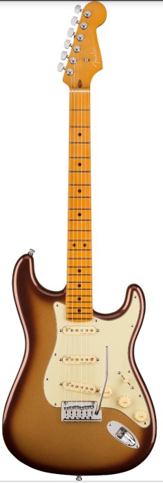 Brun elgitarr med vit plektrumskydd och tremoloarm, efterliknar designen av ett passagelarm som nämns i inlägget.