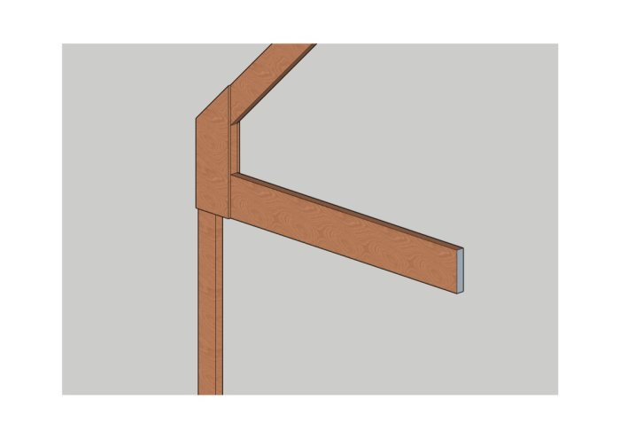 Illustration av en takstolskonstruktion med träkil och plywood för renovering av 70-talshus.