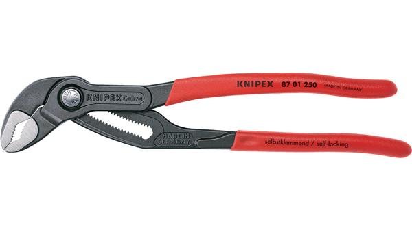 Knipex svetstång polygrip med röda handtag och justerbar mässingsdel.