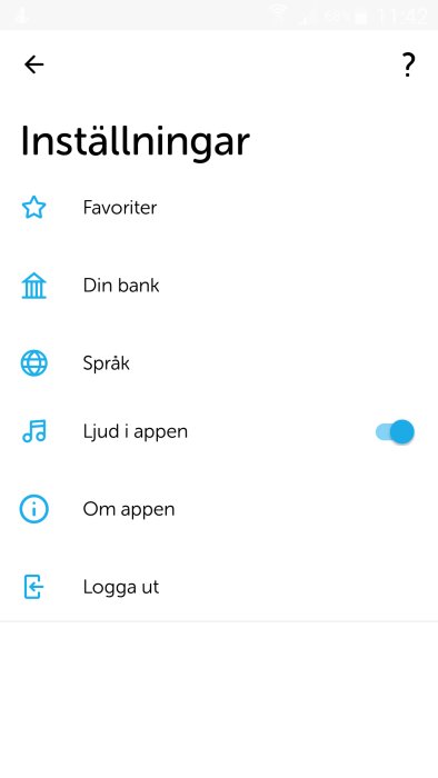 Skärmdump av inställningssidan i appversion 4.8.1 på en Android-telefon.