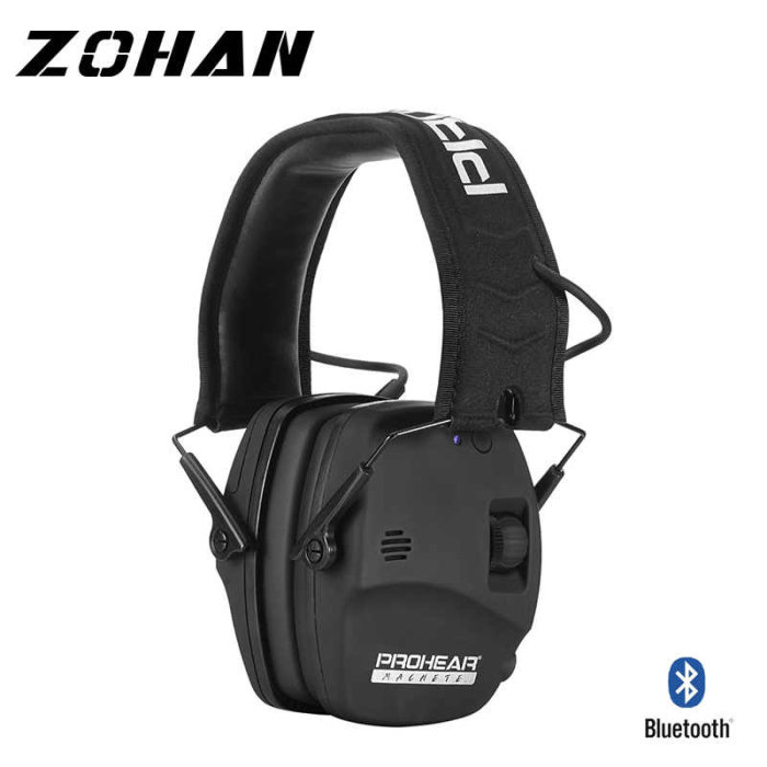 Bluetooth-hörselskydd märkt ZOHAN och PROHEAR på vit bakgrund, omnämnt som prisvärt från AliExpress.