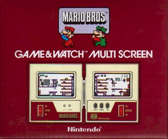 Nintendo Game & Watch Multi Screen Mario Bros. spelkonsol med spelskärmar och räknare.