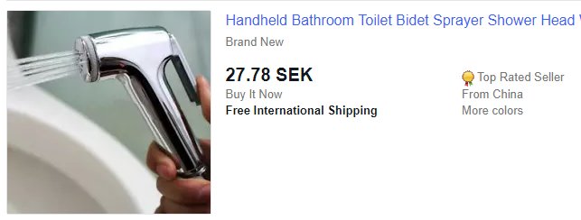 Handhållen bidé-spridare för badrum, ny, med visning av priset och fri internationell frakt.