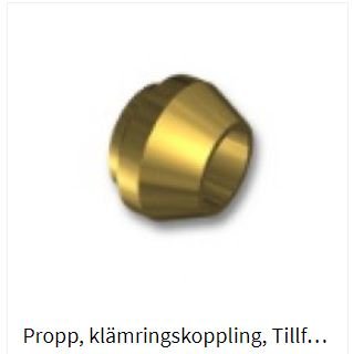 Gyllene propp för klämringkoppling som används i VVS-installationer.