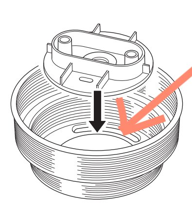 Illustration av en takdosa med markerade spår och pilar som visar fästpunkter för en lamphållare.