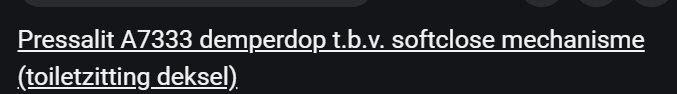 Text etikett för Pressalit A7333 dämpare för softclose mekanism av toalettsits.