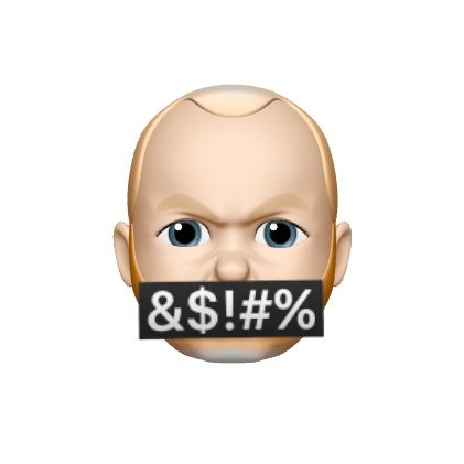 Illustrativ emoji av en förbannad bebis med censurerad mun.