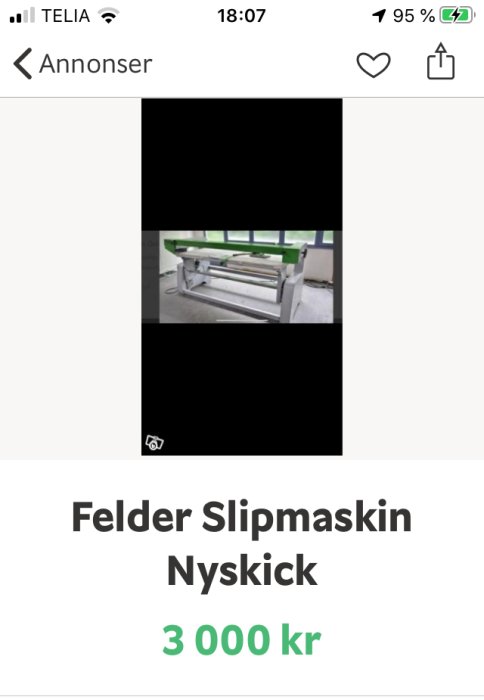 Felder slipmaskin i nyskick till salu för 3 000 kr på Blocket.