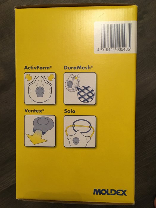 Förpackning Moldex FFP2 andningsskydd med utandningsventil, 20 stycken.