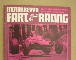 Gammalt omslag av MOTORREVYN tidning från september 1964 med rubriken "FART & RACING".