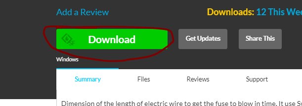 Grön "Download"-knapp markerad på en nedladdningssida för programvara.