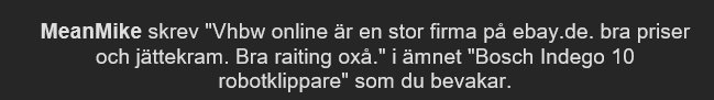 Skärmdump av ett foruminlägg där användaren MeanMike rekommenderar Vhbw online på eBay och nämner Bosch Indego 10 robotklippare.