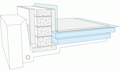 Schematisk illustration av en varmgrundskonstruktion med cellplast och isodränisolering.