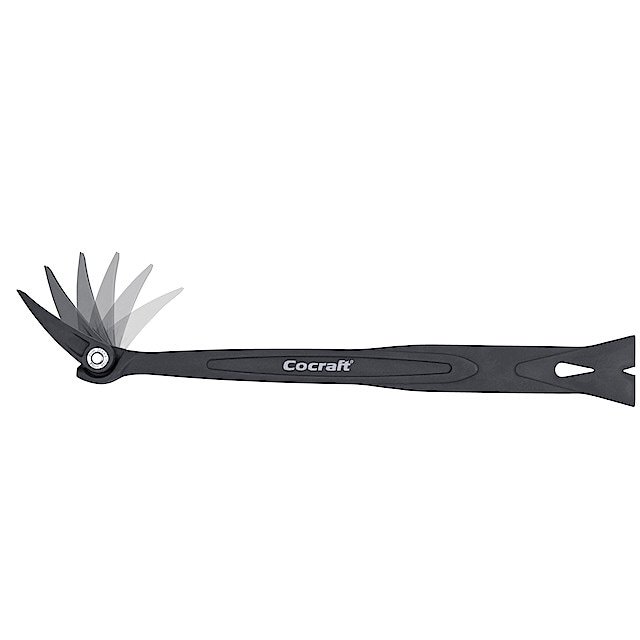 Svart måttstock från Cocraft med utfällbara graderade blad.