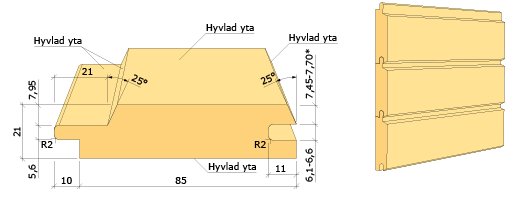 Teknisk ritning av en spontad och spårad innerpanel med måttangivelser för renovering av ett hus från 1973.