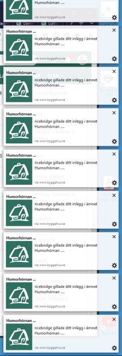 Skärmdump som visar flera notiser om att en användares inlägg gillats på ett forum.