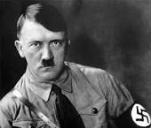 Svartvit bild av Adolf Hitler.