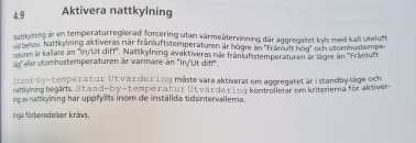 Sida ur manual för Heru 100s ftx-system med rubriken "Aktivera nattkylning" och instruktioner om inställningar av systemet.