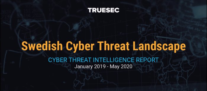 Omslagsbild för rapporten "Swedish Cyber Threat Landscape" med kartbakgrund och rapportperiod angiven.