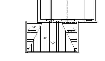 Ritning av takkonstruktion för veranda med angivna vinklar och måttprickar som visar planerad design.