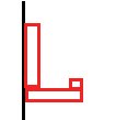 Schematisk illustration av en horisontell och en vertikal bräda som formar ett hörn som kan användas för att ställa foton och minnessaker.