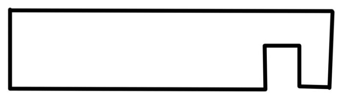 Svartvitt schema över en plåt med ett utsågat hörn, beskriver hur man öppnar en låst dörr som beskrivet i inlägget.