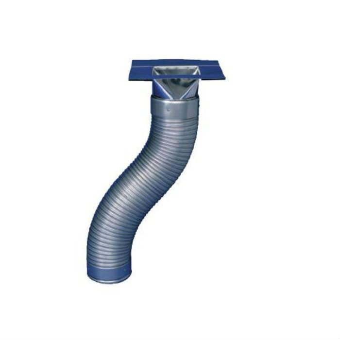 Flexibel ventilationskanal med anslutningsfläns och tätningssats.