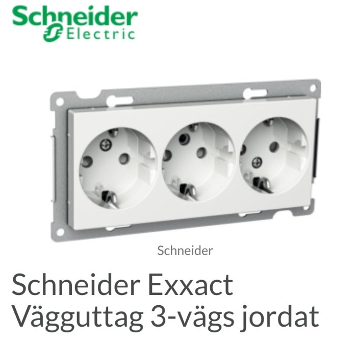Schneider Exxact 3-vägs jordat vägguttag i dubbeldosa med sladdar åt samma håll.