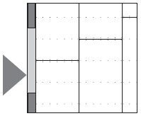 Diagram som visar fördelning av skarvar på fanerade skivor monterade omlott.