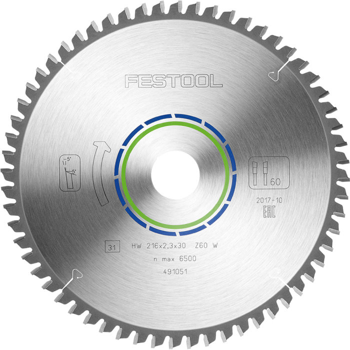 Festool fintandad sågklinga för multi-material som används för att såga laminat och annat.