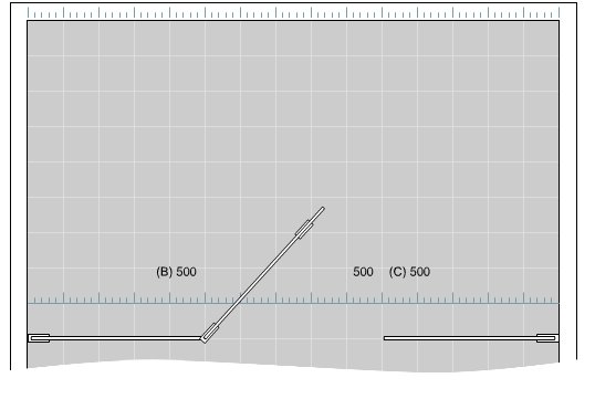 Skärmdump av planeringsverktyg med måttangivelser, visar hur Linc 7 duschdörr inte kan svängas in.