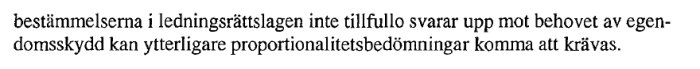 Textutdrag från remissvar om ändringar i ledningsrätt som relaterar till egendomsskydd.