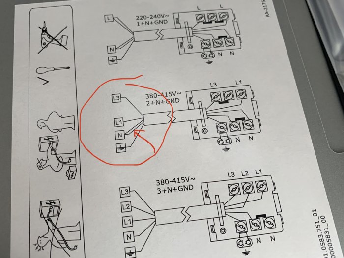 Elkopplingsschema markerat för att diskutera nödvändigheten av dubbel nolledare.