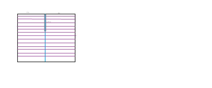 Schematisk bild av en husgrund med markerad bärande vägg och planerad öppning för limträbalk.