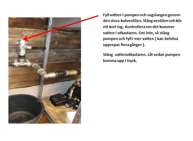 VVS-installation i fritidshus med rör, kran och plastlock som smutsskydd.