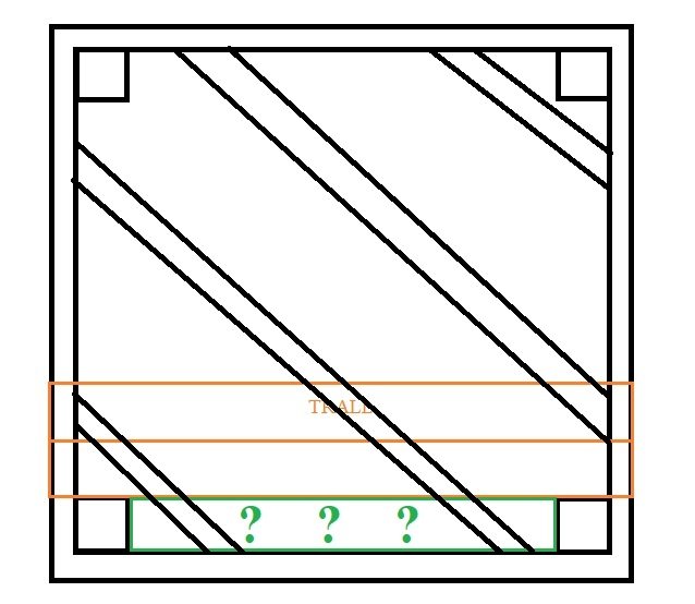 Schematisk illustration av en träram med reglar och frågetecken som representerar planering för golvet.