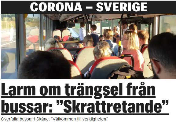 Överfull buss med passagerare under rusningstrafik, vilket illustrerar rapporterna om trängsel.