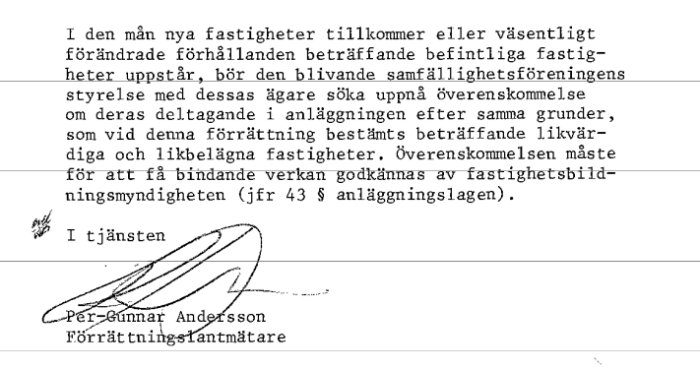 En fotografi av ett dokument med text och en signatur, troligen från en överenskommelse eller juridisk handling.