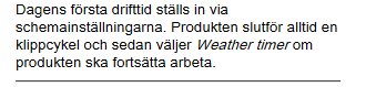 Textinlägg som förklarar hur en robotgräsklippares schemainställningar och väderfunktion bestämmer dess klipprutiner.