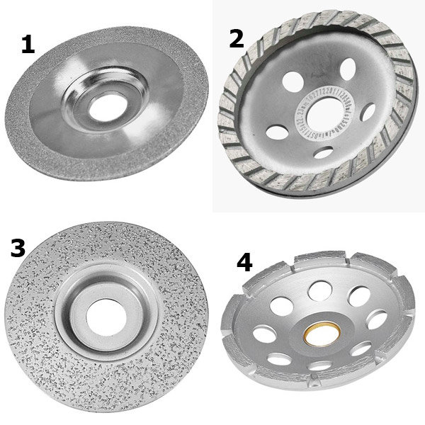 Olika typer av betongslipskivor för slipning av betonggolv.