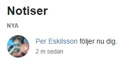 Notis om att Per Eskilsson nu följer användaren på ett forum.