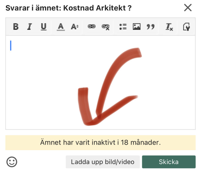 Skärmdump av forumtråd med varningstext om inaktivt ämne i 18 månader.