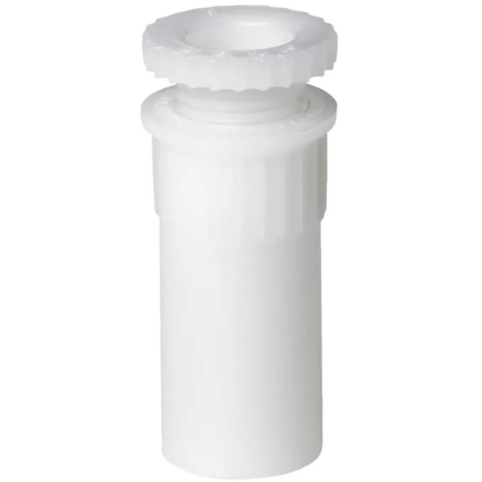 Vit PVC-flexflans som inte är klamrad, risk för drag i kopplingarna.