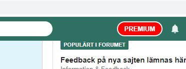 Webbforum med "POPULÄRT I FORUMET" meny och en röd "PREMIUM" knapp.