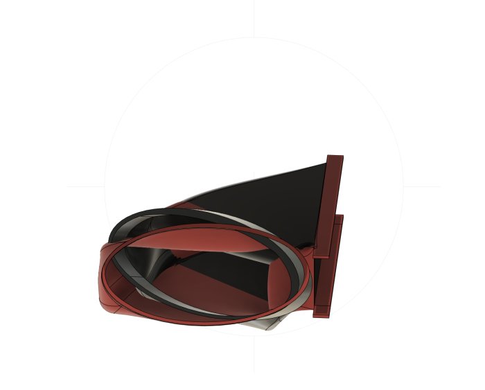 3D-rendering av en maskindel med jämförelse i rött och svart för designförbättring.