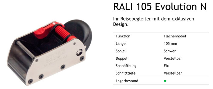 RALI 105 Evolution N enhands putshyvel med justerbar spånöppning och rött justeringshjul.